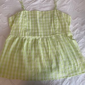 Green gingham top